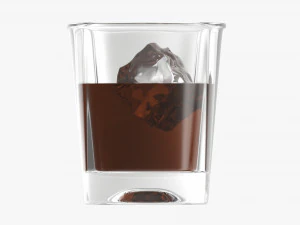 Whiskey Glass With Ice 3D Model