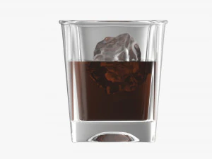 Whiskey Glass With Ice 3D Model