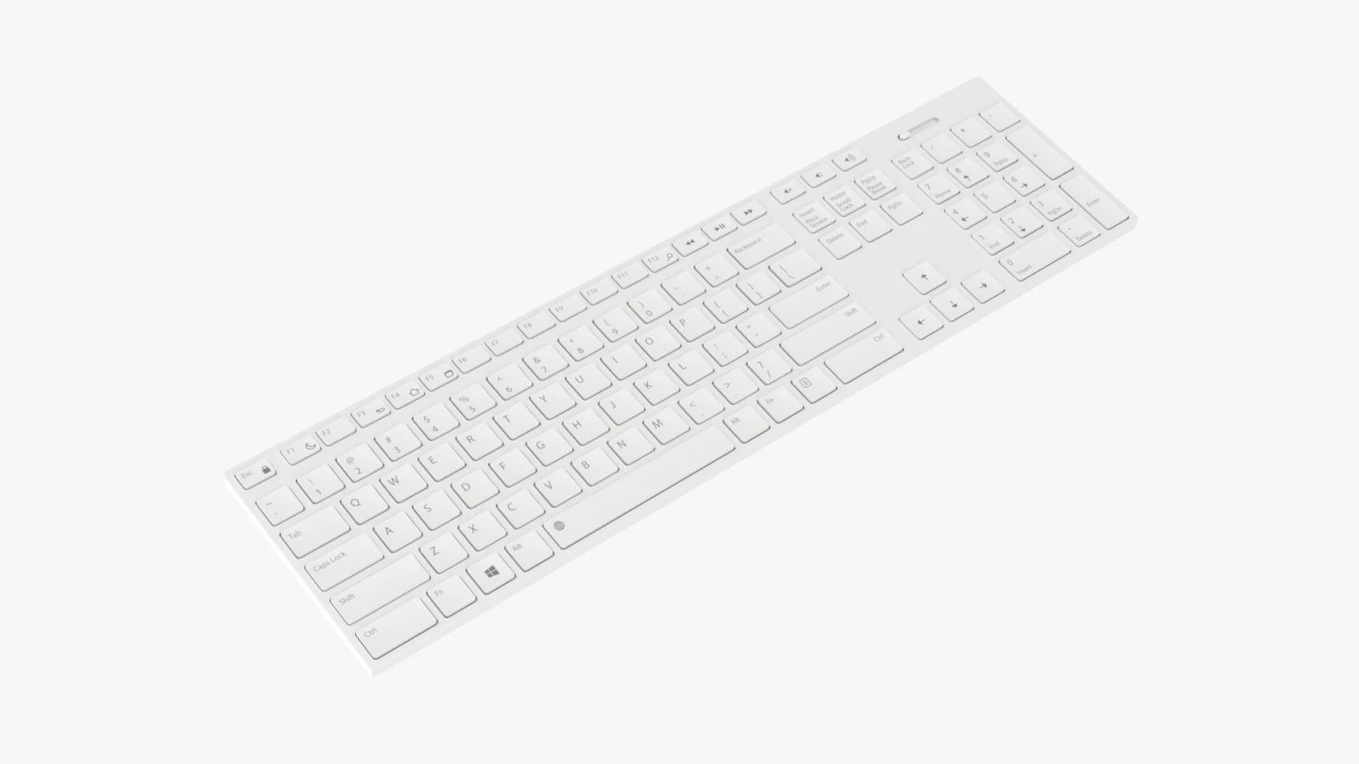 Wireless Keyboard White 3D Model .c4d .max .obj .3ds .fbx .stl .blend 