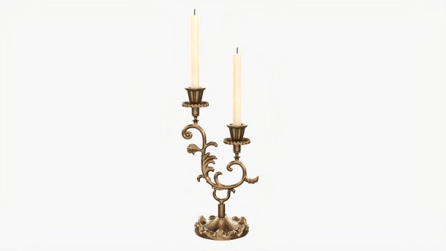Antique Candlestick With Candles 01 3D Модель .c4d .max .obj .3ds .fbx .stl .blend 