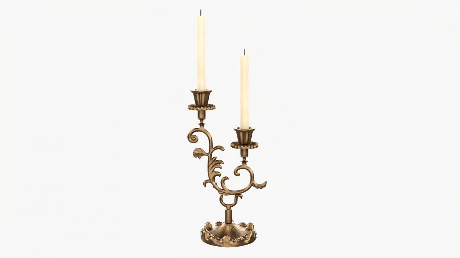 Antique Candlestick With Candles 01 3D Model .c4d .max .obj .3ds .fbx .stl .blend 