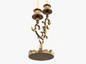 Antique Candlestick With Candles 01 3D Модель