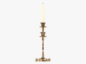 Antique Candlestick With Candles 01 3D Модель