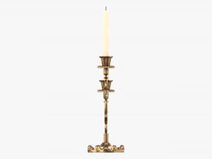 Antique Candlestick With Candles 01 3D Model
