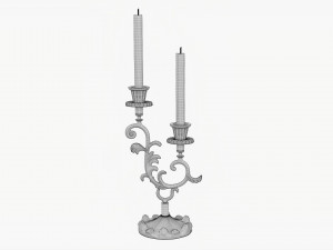 Antique Candlestick With Candles 01 3D Модель