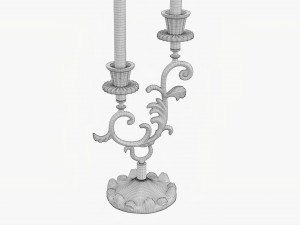 Antique Candlestick With Candles 01 3D Модель