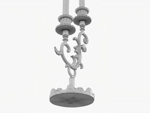 Antique Candlestick With Candles 01 3D Model