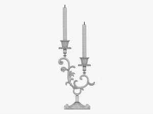 Antique Candlestick With Candles 01 3D Модель