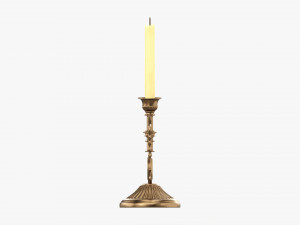 Antique Candlestick With Candles 02 3D 模型