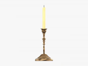 Antique Candlestick With Candles 02 3D Model