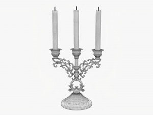 Antique Candlestick With Candles 02 3D 模型
