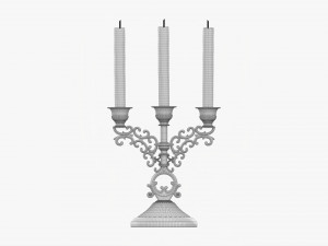 Antique Candlestick With Candles 02 3D 模型