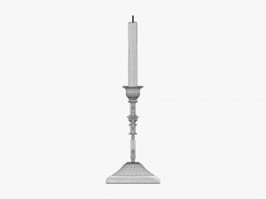 Antique Candlestick With Candles 02 3D 模型