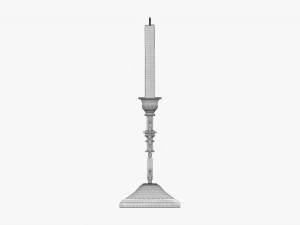 Antique Candlestick With Candles 02 3D Model