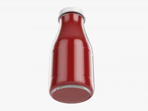 Barbecue Sauce In Glass Bottle 01 3D Model