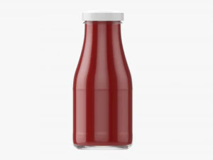Barbecue Sauce In Glass Bottle 01 3D Model