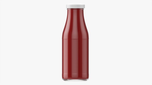 Barbecue Sauce In Glass Bottle 02 Model 3D .c4d .max .obj .3ds .fbx .stl .blend 