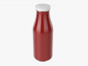 Barbecue Sauce In Glass Bottle 02 3D Model