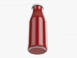 Barbecue Sauce In Glass Bottle 02 3D Model