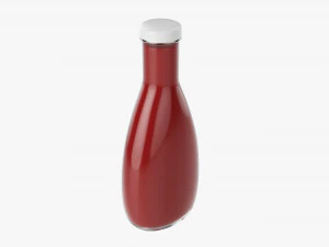 Barbecue Sauce In Glass Bottle 03 3D Model