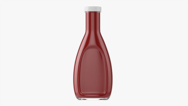 Barbecue Sauce In Glass Bottle 04 Model 3D .c4d .max .obj .3ds .fbx .stl .blend 