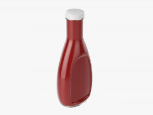 Barbecue Sauce In Glass Bottle 04 3D Model