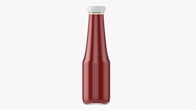 Barbecue Sauce In Glass Bottle 08 3D Model .c4d .max .obj .3ds .fbx .stl .blend 