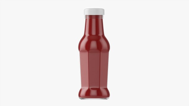 Barbecue Sauce In Glass Bottle 14 3D Модель .c4d .max .obj .3ds .fbx .stl .blend 