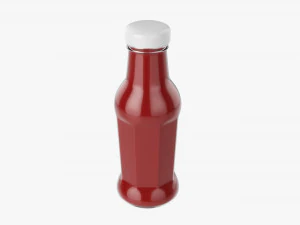 Barbecue Sauce In Glass Bottle 14 3D Model
