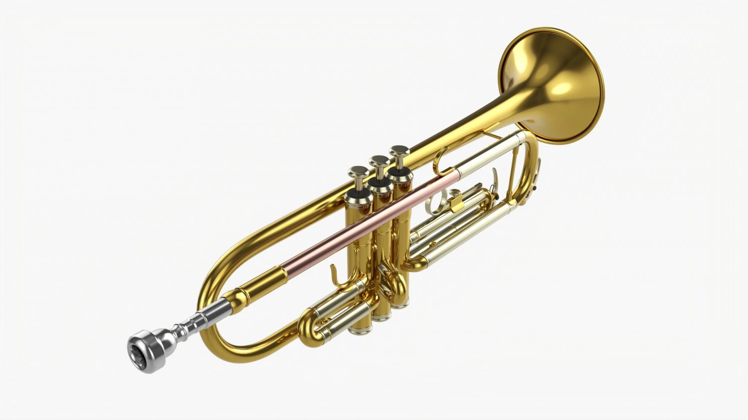 Brass Bell Trumpet 3D Model .c4d .max .obj .3ds .fbx .stl .blend 