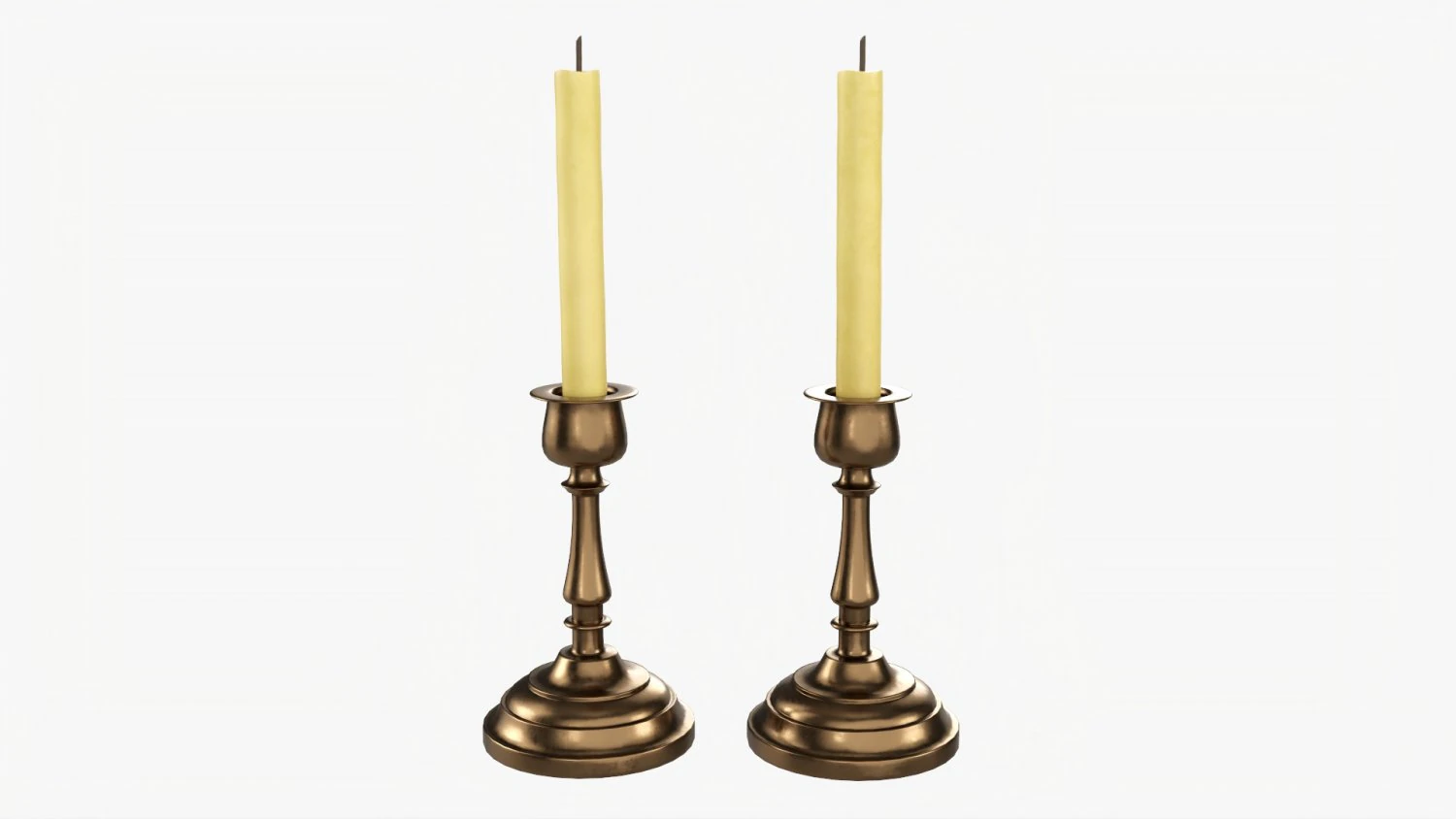 Candlestick Pair With Candles 3D Model .c4d .max .obj .3ds .fbx .stl .blend 