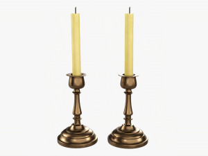 Candlestick Pair With Candles 3D Model