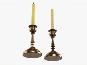 Candlestick Pair With Candles 3D Model