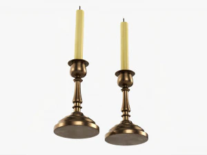 Candlestick Pair With Candles 3D Model