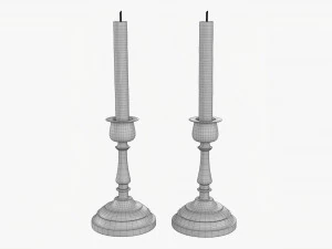 Candlestick Pair With Candles 3D Model