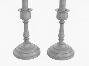 Candlestick Pair With Candles 3D Model