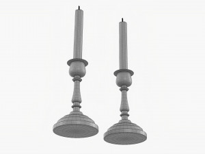 Candlestick Pair With Candles 3D Model