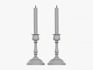 Candlestick Pair With Candles 3D Model
