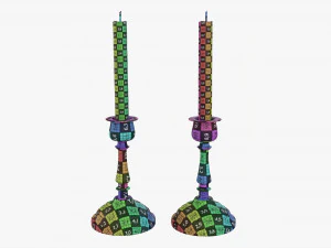 Candlestick Pair With Candles 3D Model