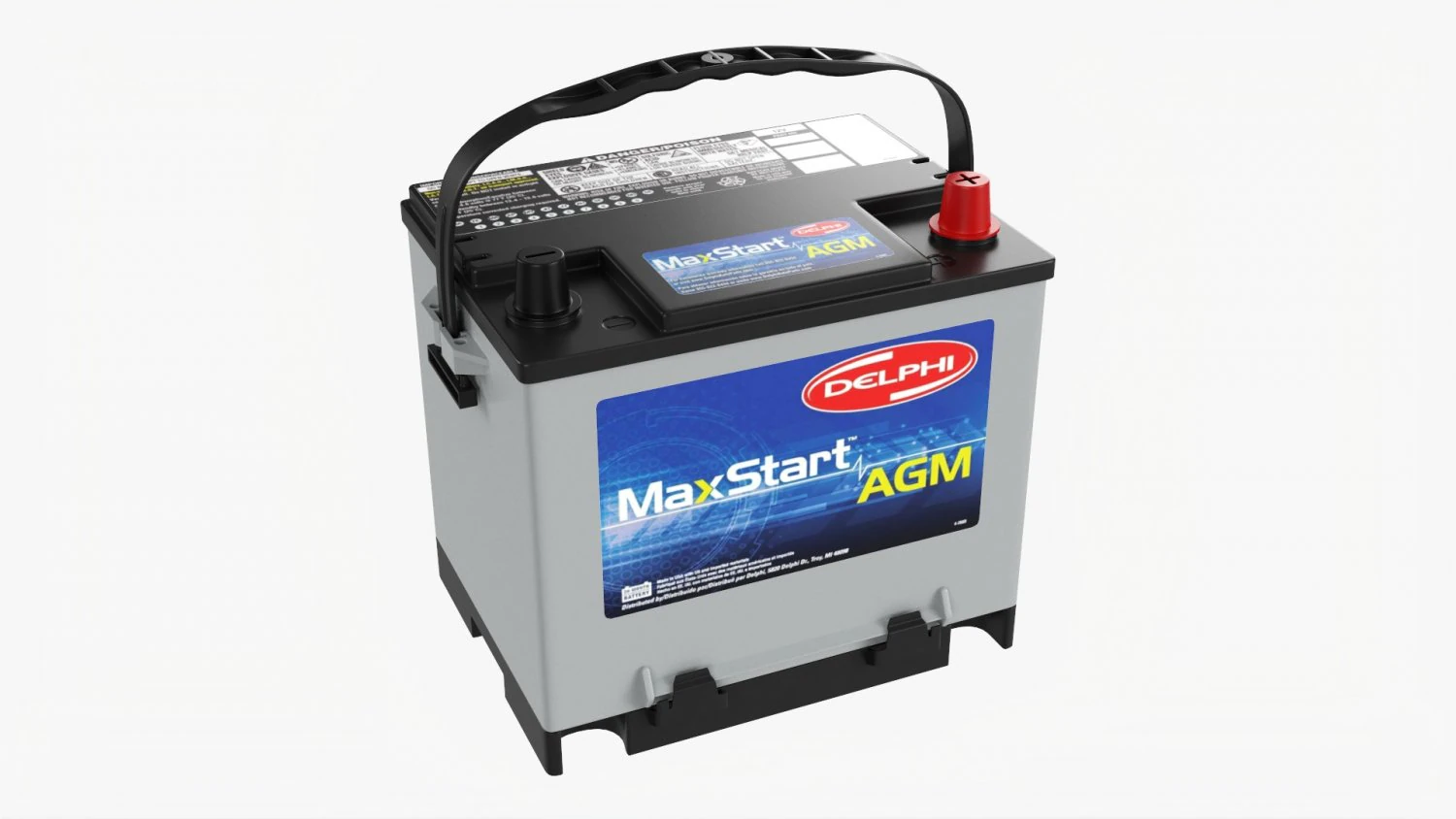 Delphi Maxstart Agm Car Battery 3D Model .c4d .max .obj .3ds .fbx .stl .blend 