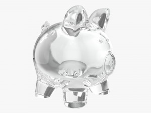 Glass Piggy Money Bank With Coins 3D मॉडल