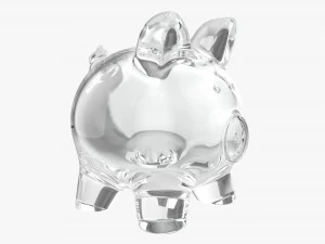 Glass Piggy Money Bank With Coins 3D Model