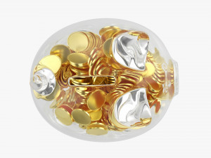 Glass Piggy Money Bank With Coins 3D मॉडल