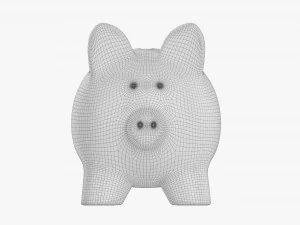 Glass Piggy Money Bank With Coins 3D Model