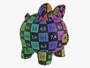 Glass Piggy Money Bank With Coins 3D मॉडल