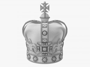 Gold Crown With Gems And Velvet 02 3D Model