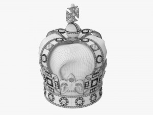 Gold Crown With Gems And Velvet 02 3D Model