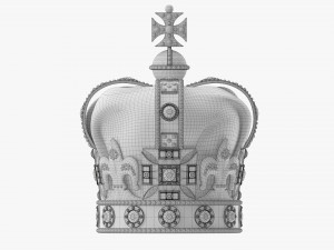 Gold Crown With Gems And Velvet 02 3D Model
