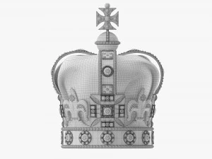 Gold Crown With Gems And Velvet 02 3D Model