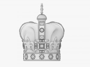 Gold Crown With Gems And Velvet 02 3D Model